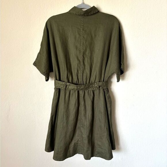 Vince Mini Green Shirt Dress Short Sleeve Wrap Size 6 - Picture 3 of 5
